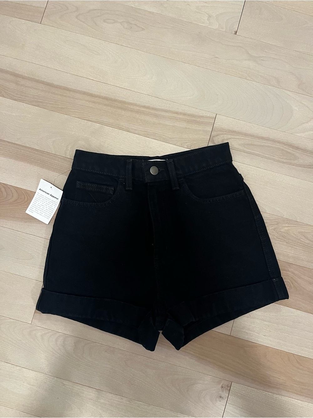 American Apparel Black High-Waist Denim Shorts
